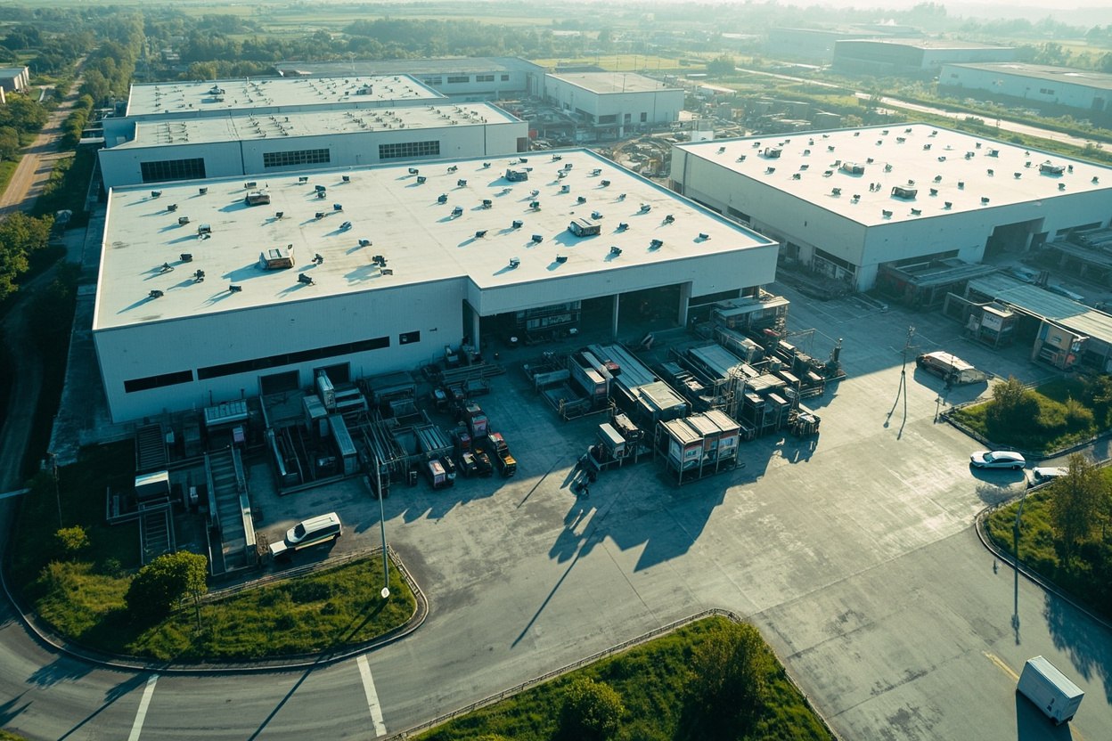 Aerial view of Motobike Más 50,000m² smart manufacturing facility with automated tire production lines